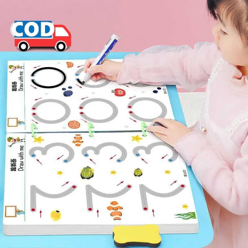 

Kertas Gambar Belajar Anak Mudah Dihapus Magical Tracing Workbook Set Practice Copybook for Kids