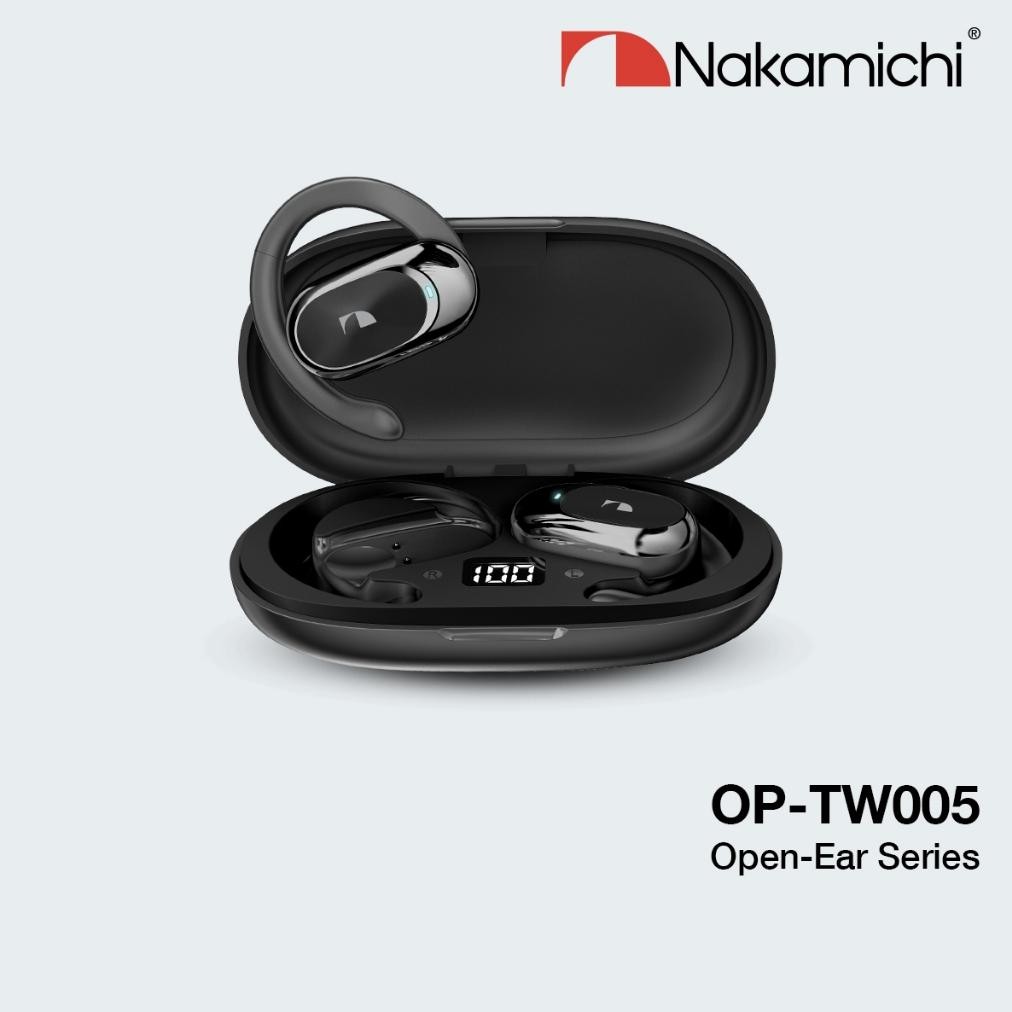 Headset Wireless Nakamichi Op-Tw005 Open Ear Hook True Bluetooth Tws Earphone Olahraga