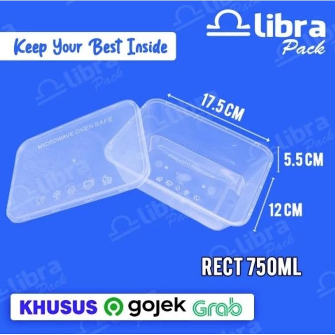 TERMURAH Thinwall Rectangle 750 ml libra 500pcs