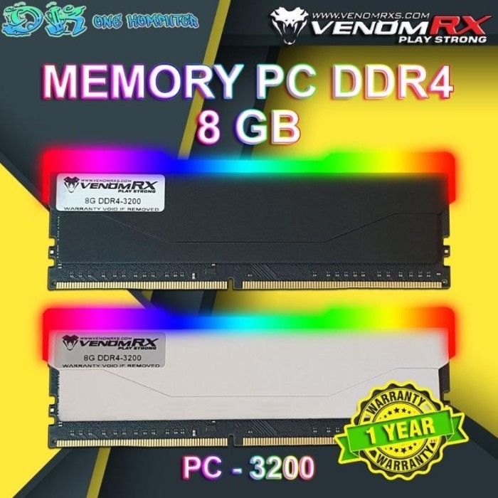 MEMORY RAM LONGDIM DDR4 8GB VENOMRX PC 3200 HEATSINK RGB