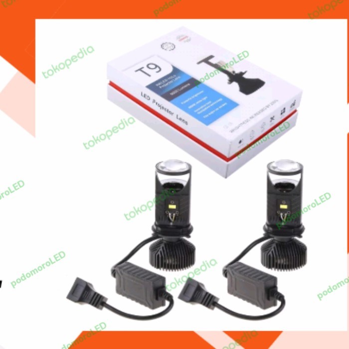 LAMPU HEADLAMP LED PROJECTOR MINI LENS H4 T9 MOTOR MOBIL 55 WATT