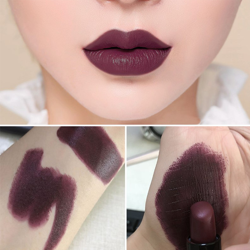 Lipstik Warna Hitam dan Merah Niche, Lipstik Gelap Vampir Hitam Cokelat Merah Matte Selesai Merek Ni