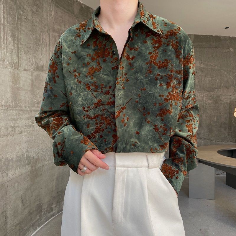 Baju Lengan Panjang Motif Cetak Modis, Baju Longgar Lengan Panjang Desain Retro Modis