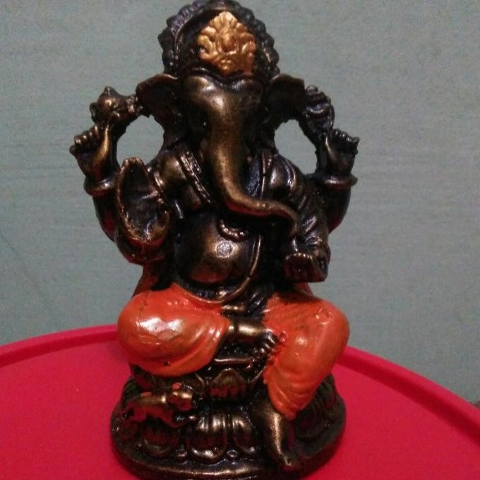 :>:>:>:>] patung sri ganesha fiber motif kayu antik 11 cm