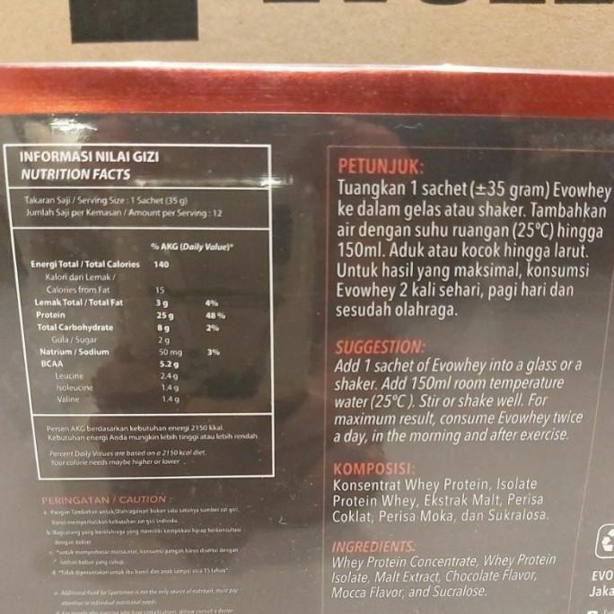EVOWHEY 12 SACHET BPOM HALAL EVOLENE WHEY PROTEIN EVO EVOLINE 420 GRAM