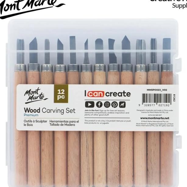 

Mont Marte Wood Carving Set 12Pc Pisau Ukir Kayu