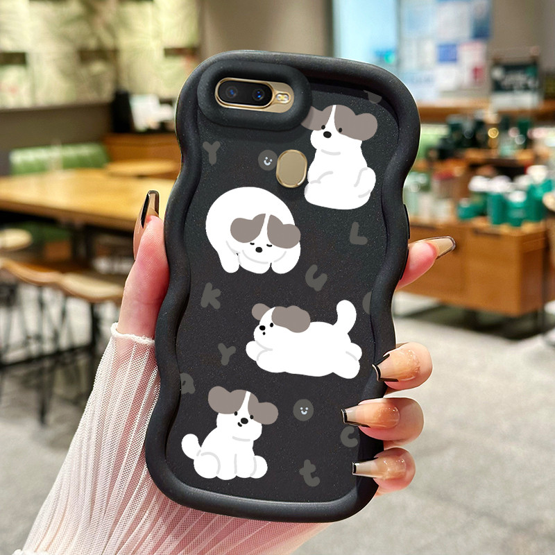 Casing Hp Untuk OPPO A7 A5s A12 A12s A11K Case HP casing Softcase ponsel anak anjing telinga abu-abu