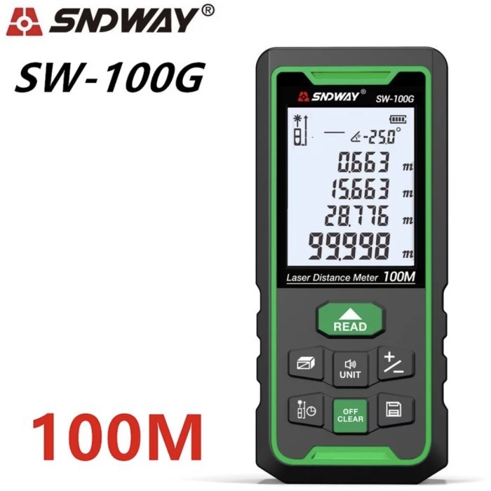 

newgan!! SNDWAY SW-100G Laser Rangefinder Green Laser Distance Meter Ruler