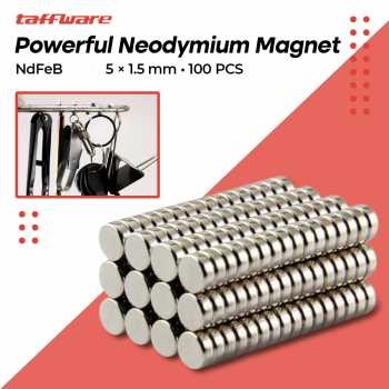 

Taffware Magnet Bulat Powerful Neodymium NdFeB N35 5x1.5mm 100 PCS