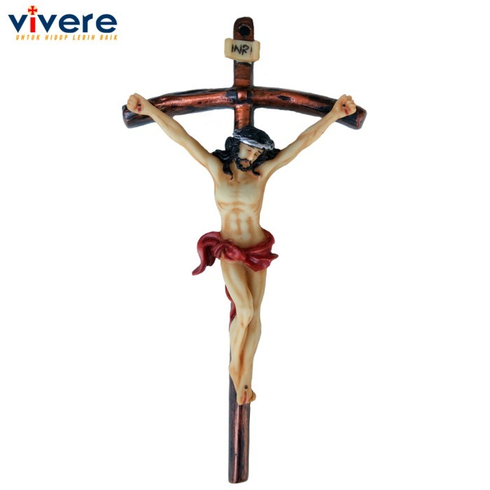 ><><><] Salib Yesus Motif Kayu 21 cm