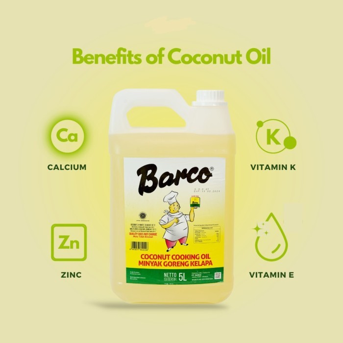 

Minyak Goreng Kelapa Barco 5L Jerry Can Coconut Oil Non-Cholesterol Terbaru