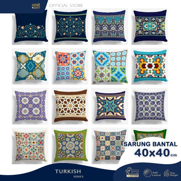 Sarung Bantal Sofa Motif Turkish Ubin 40 X 40 Cm Maroko Andgift