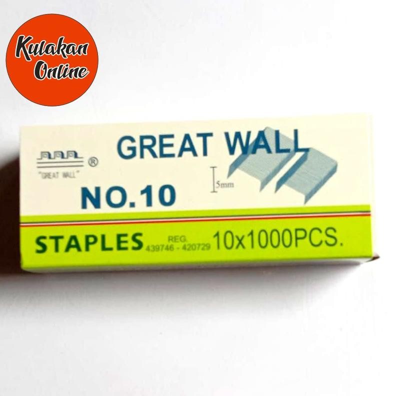 

Terlaris Isi Staples Great Wall No.10 Original (1 Pak Isi 10 Box) Terlaris
