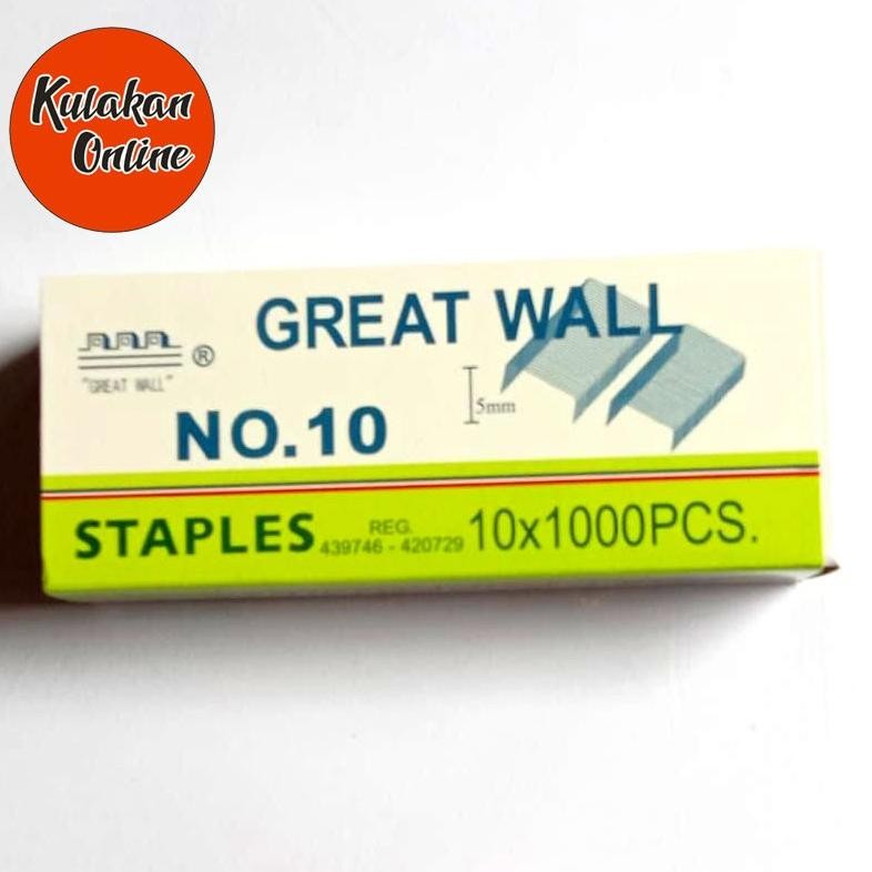 

Terlaris Isi Staples Great Wall No.10 Original (1 Pak Isi 10 Box) Terlaris
