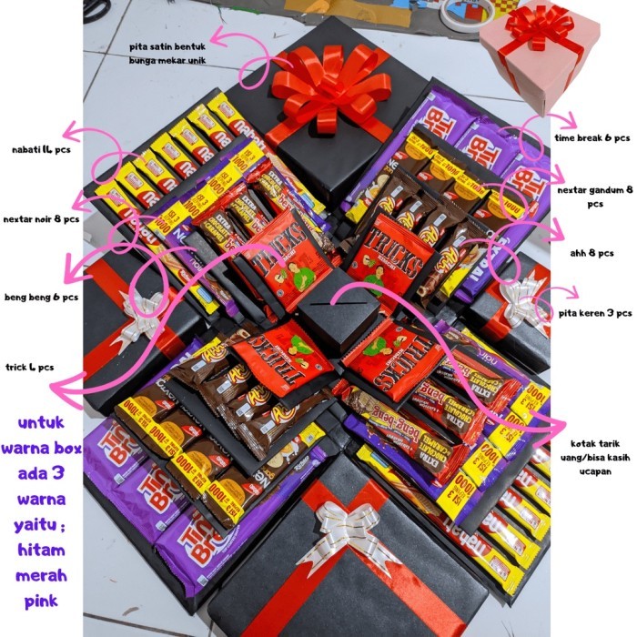 

sna box kotak tarik 4 lapis, kado ulang tahun berlapis, kotak kejutan,