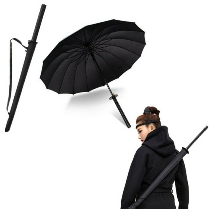 Payung Samurai Jepang Ninja Samurai Umbrella Kata Payung Besar Hitam