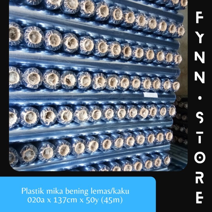 

Mika plastik bening lemas / kaku 020a x 137 cm x 50 yard per roll