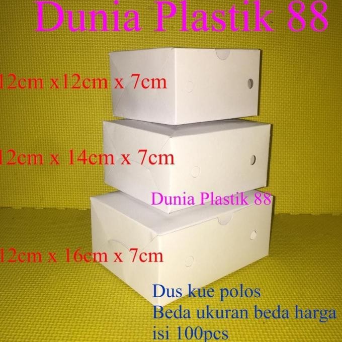 

ISI100PCS DUS KUE POLOS 12X16CM BOX KOTAK KERTAS TEMPAT SNACK HAJATAN STOK TERBATAS