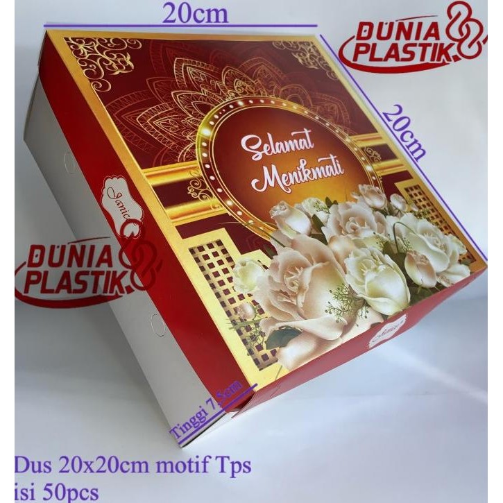 

ISI50PCS DUS MOTIF 20X20CM BOX KARDUS KOTAK KERTAS TEMPAT MAKANAN NASI STOK TERBATAS