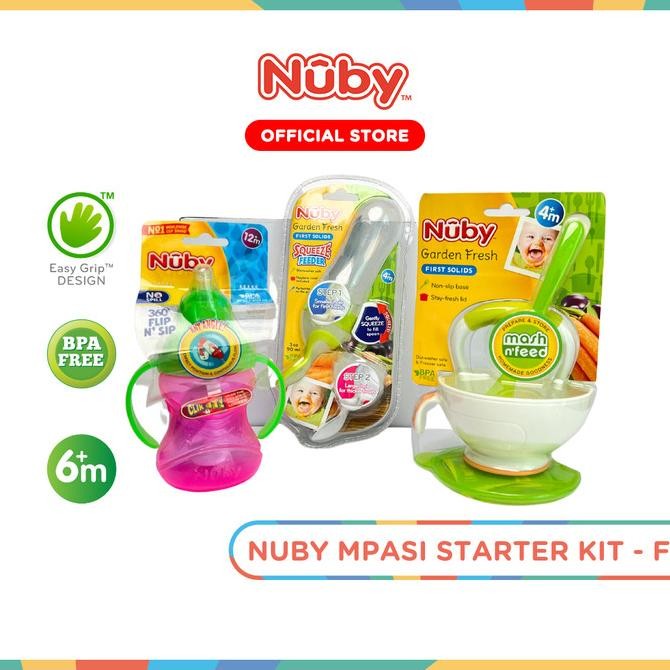 Nuby Bundle - Squeeze Feeder & Twin Handle Cup & Food Masher