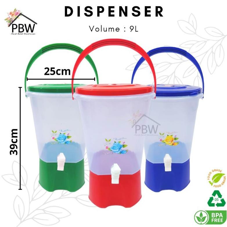 CN654 Dispenser Air Plastik 9L / Galon Plastik / Tempat air minum Prasmanan / Infused Water PRODUK T