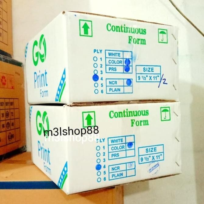 

Kertas komputer /kertas print/continuous form 4 ply merk Go Print - bagi 2 PRS