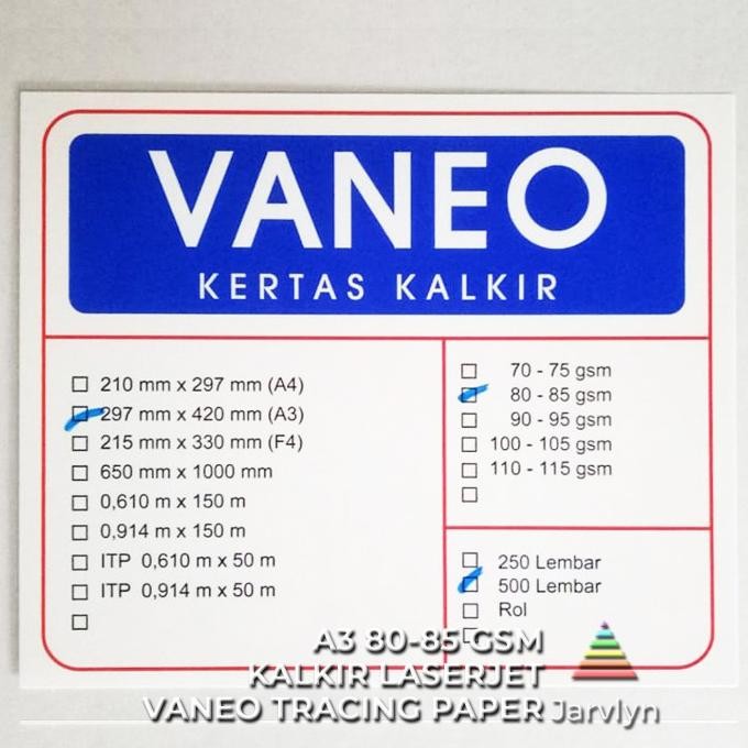 

BEBAS ONGKIR - VANEO - Kertas Kalkir Tracing Paper A3 80-85 Gsm