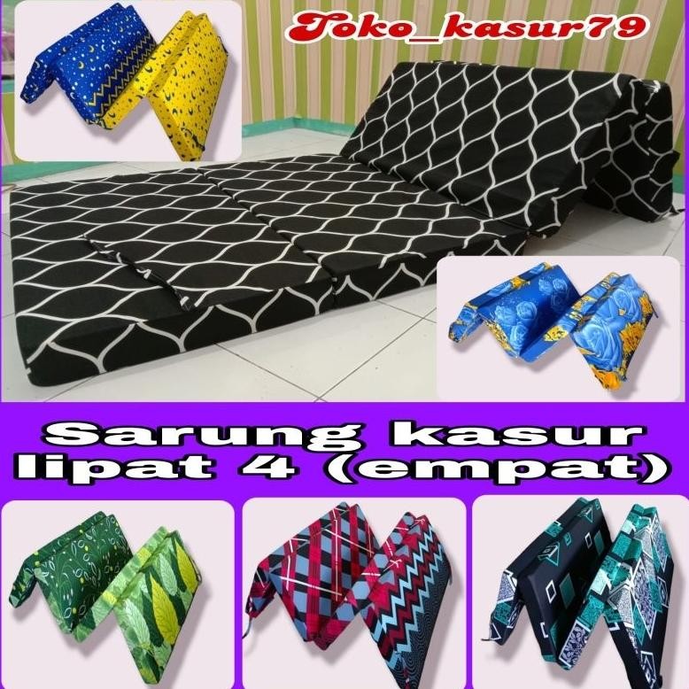 (MOTIF BARU) Sarung kasur lipat.Cover kasur lipat 4.Sarung kasur lipat inoac.sprey kasur lipat empat