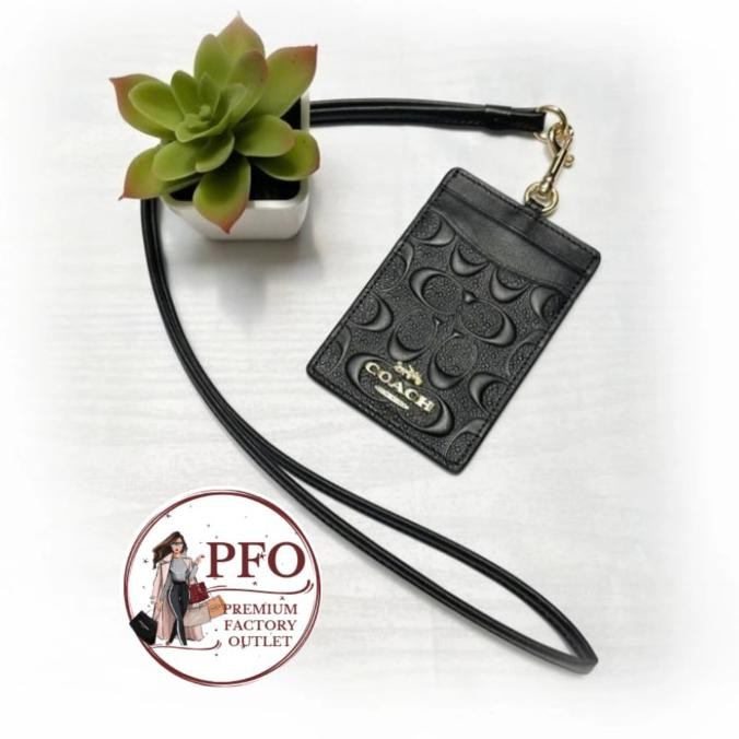 

BEBAS ONGKIR - CH 58634 Gantungan Lanyard ID in Signature Leather Embossed Black ORI
