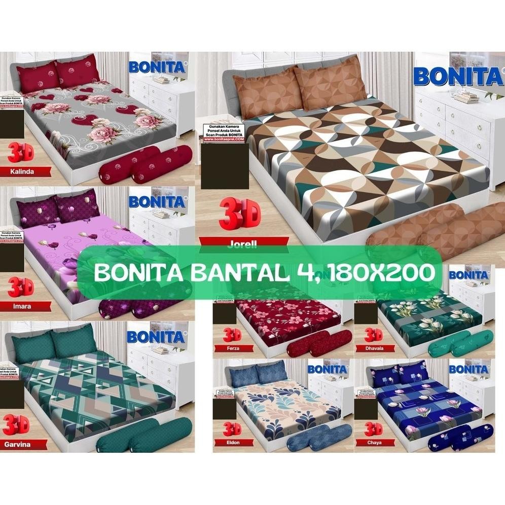 (MOTIF BARU) Sprei King BONITA 3D Disperse 180x200 Bantal 4, B4 (BISA COD) no. 1 II