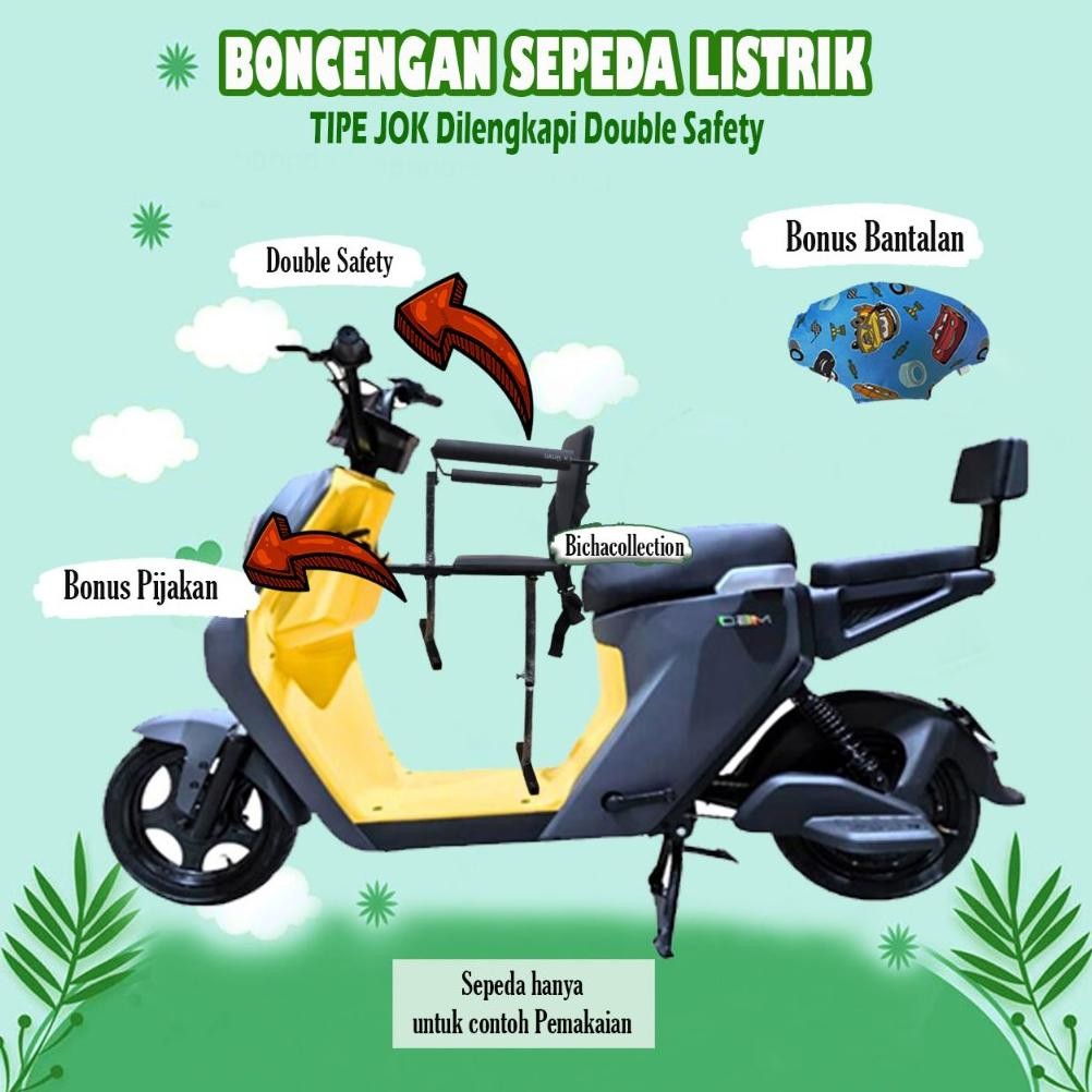 Murah Super Kursi Boncengan Sepeda Listrik Anak Depan Dilengkapi Double Pengaman Sandaran Untuk Uwin