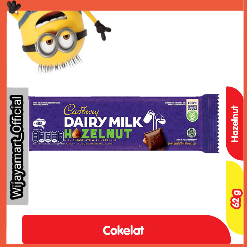 

Cadbury Dairy Milk Cokelat Batang Hazelnut 62 g