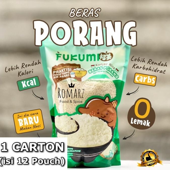 

terbaru fukumi beras porang original 1 karton-1kg|beras shirataki (isi 12pcs)