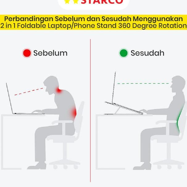Starco 2 In 1 Foldable Laptop Stand Holder Hp Tablet Stand Meja Laptop