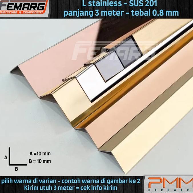 List Plat L Stainless Femarg | 10Mm Mirror Hairline Sus 201 - 304