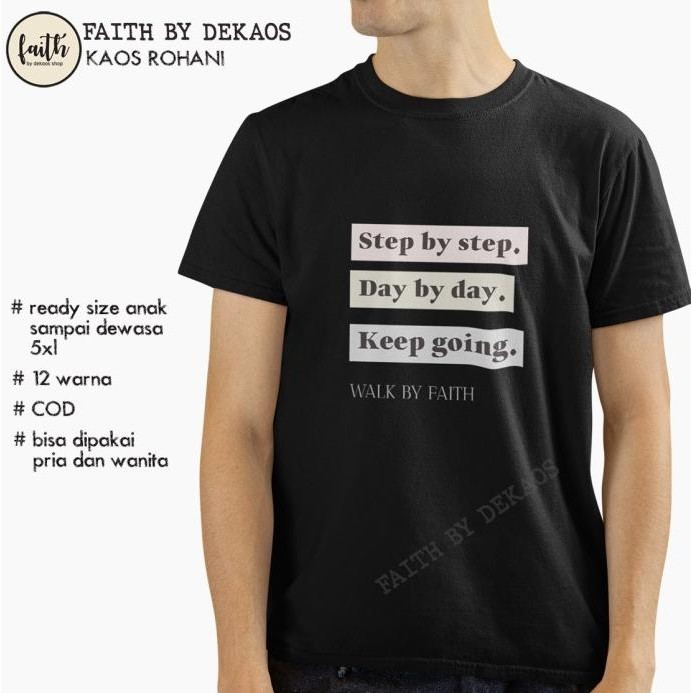 DEKAOSSHOP KAOS ROHANI KRISTEN KATOLIK PRIA WANITA ANAK TERBARU BAJU KATUN ROHANI WALK BY FAITH 2948
