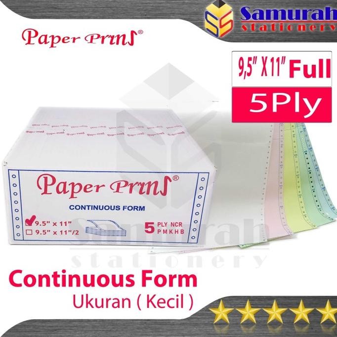 

BEBAS ONGKIR - Kertas Continuous Form Paper Prins 9,5 x 11 full Atau Bagi 2 / K 5 Ply