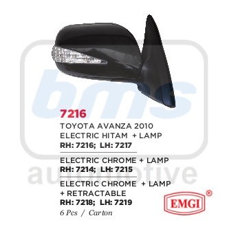 SPION EMGI TOYOTA AVANZA 2010 HITAM ELEKTRIK LAMPU RH
