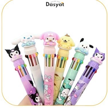 

Terbaru DOS Pena Mekanik Karakter Kartun Pulpen 10 Warna 3D DOLL Bolpen Gel Tinta Donat Alat Tulis