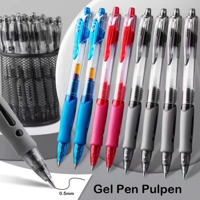 

Terbaru Pulpen Gel Ink 0.5mm Pulpen Kantor Sekolah Pena Pen Pencet Tinta Cair 100% ori