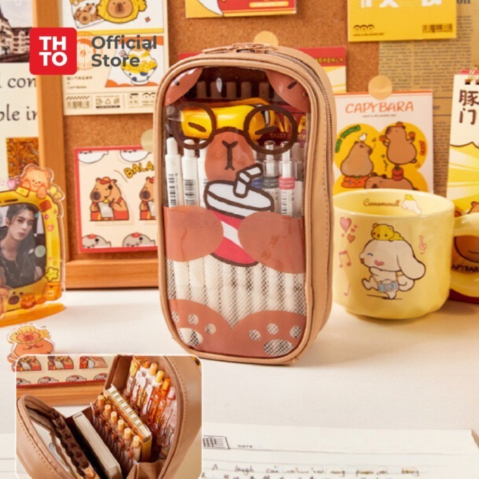 

Terbaru THTO Layer Tas Tempat Pensil Case Pouch Anak Sekolah Capybara Transparan PVC Stationery