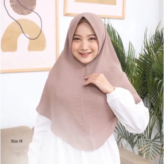 Jilbab Bergo Crinkle Airflow Pet M/Hijab Instan Bergo Crinkle Premium