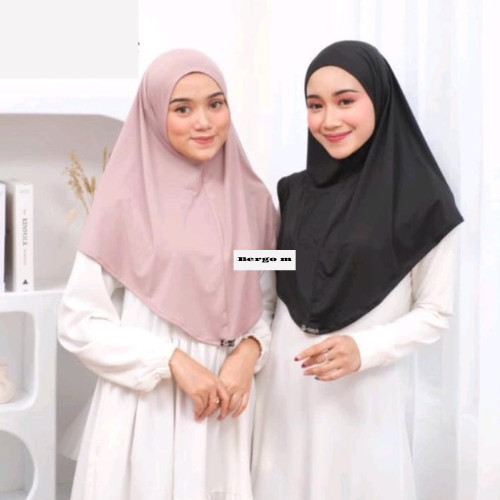 Hijab Bergo Instan Jersey Non Pet M/Jilbab Bergo Hamidah Non Pet