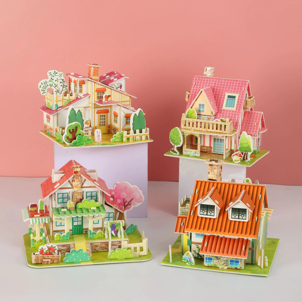 Mainan Edukasi Anak Puzzle 3D House DIY Paper House Paper Foam Puzzle 3D Paper House