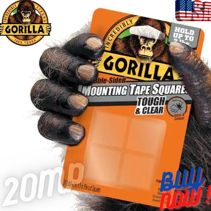 

NEW Gorilla Tough & Clear Double Sided Tape Squares 24 Pcs USA Mounting