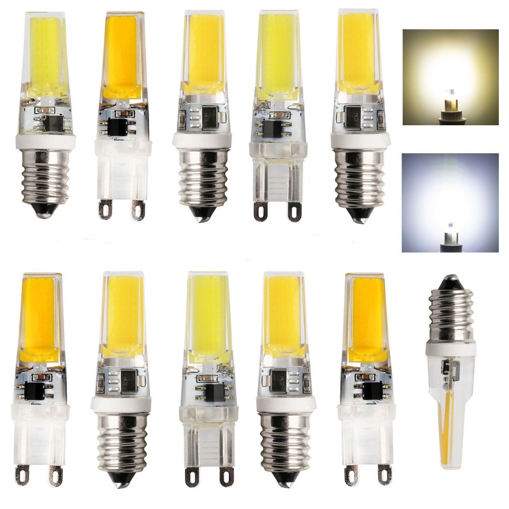 

10X G9 E14 LED Lampada Dimmable COB 9W LED Lights Silicone Crystal Lamps 220V Chandelier Crystal Light Warm Cool White Bulbs