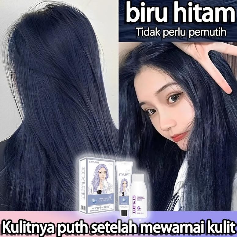 Cb - [Alat Mewarnai Rambut Gratis] Style Fit Cat Rambut Biru*200MlTidak Perlu PemutihPewarna Nabati 