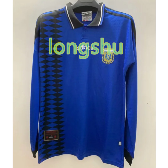 Retro jersey 94 Argentina pergi lengan panjang retro sepak bola jersey kaos pakaian sepak bola |A5AB