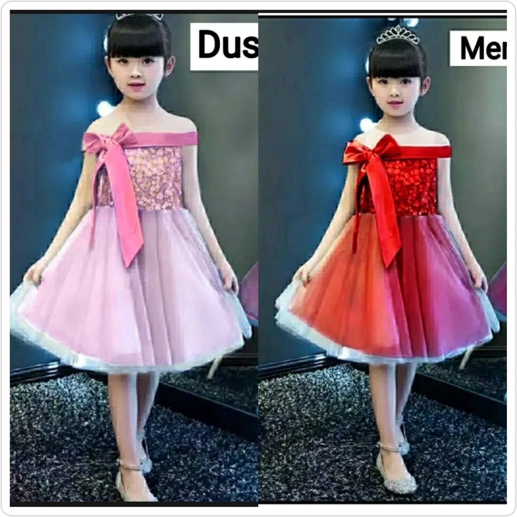 Dres Brukat Ulangtahun Perempuan Bocah Christmas Lebaran Anak Natalan Korea Style Drese Bj Bju Balit