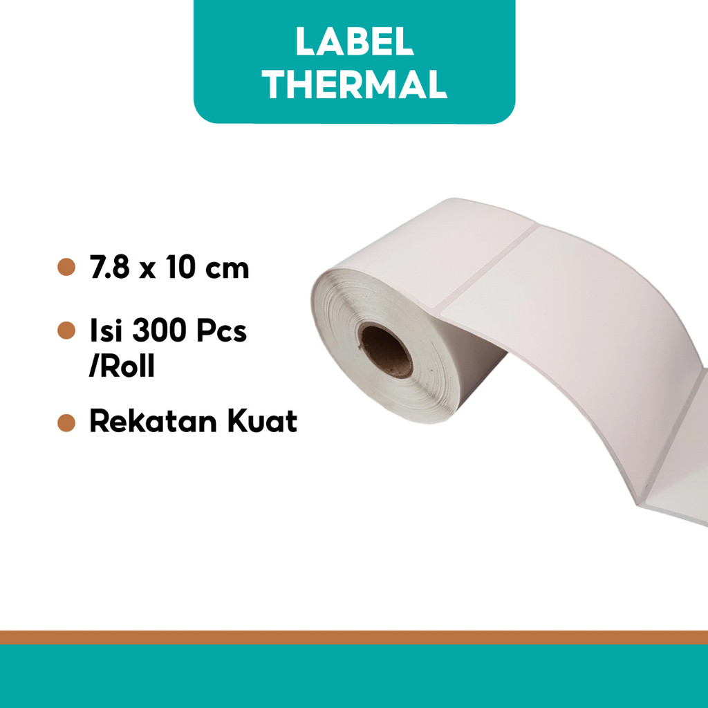 

Label Thermal 78mm x 100mm 1inch Isi 300 Termal Core Perforasi Cetakan Hitam Kuat